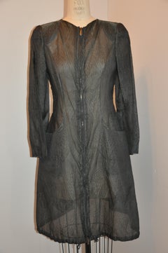 Georgio Armani 'Black Label' Forest-Green Silk Taffeta 2-Way Zippered Dress/Coat