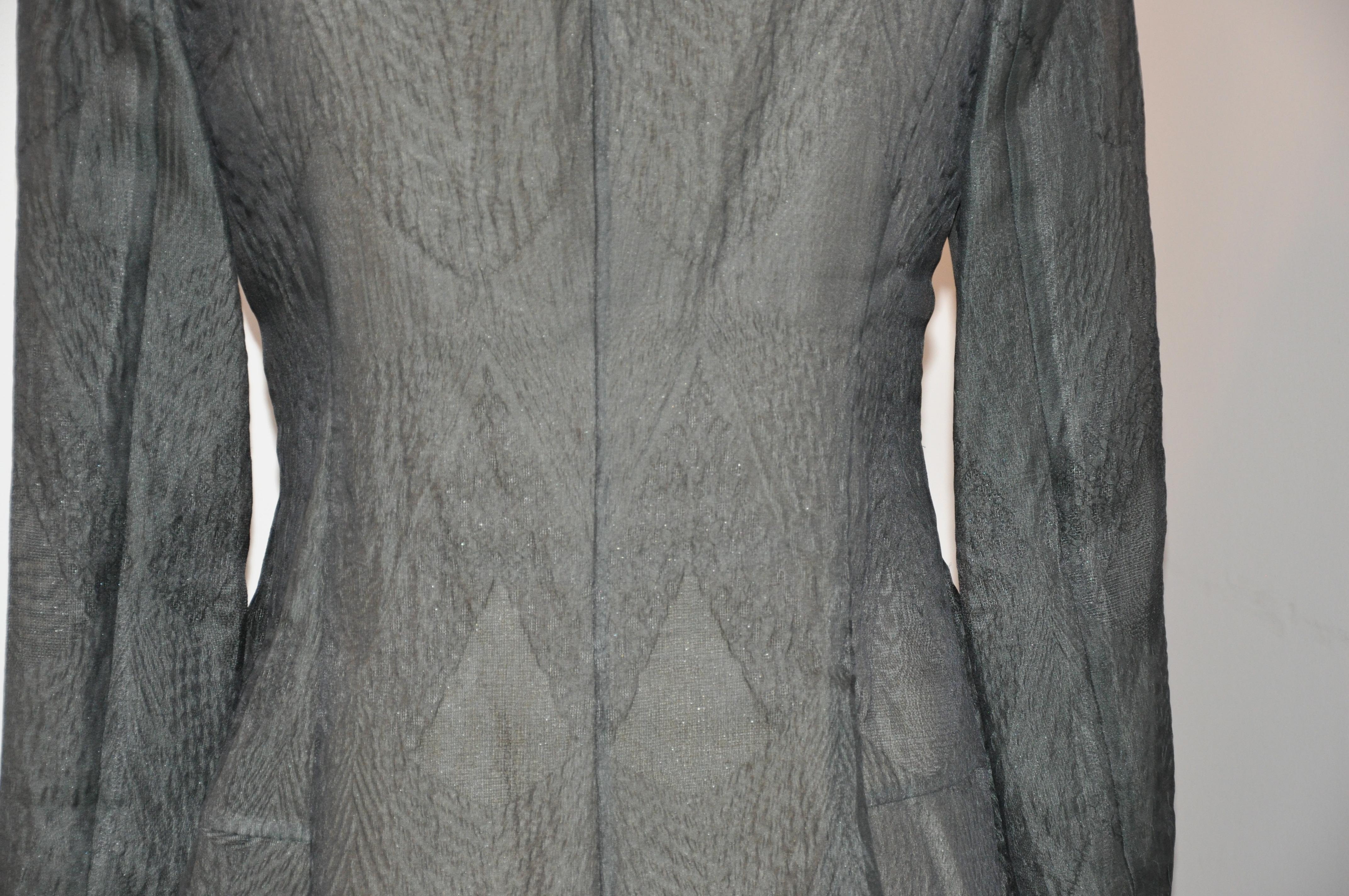 Women's or Men's Georgio Armani 'Black Label' Forest-Green Silk Taffeta 2-Way Zippered Dress/Coat For Sale