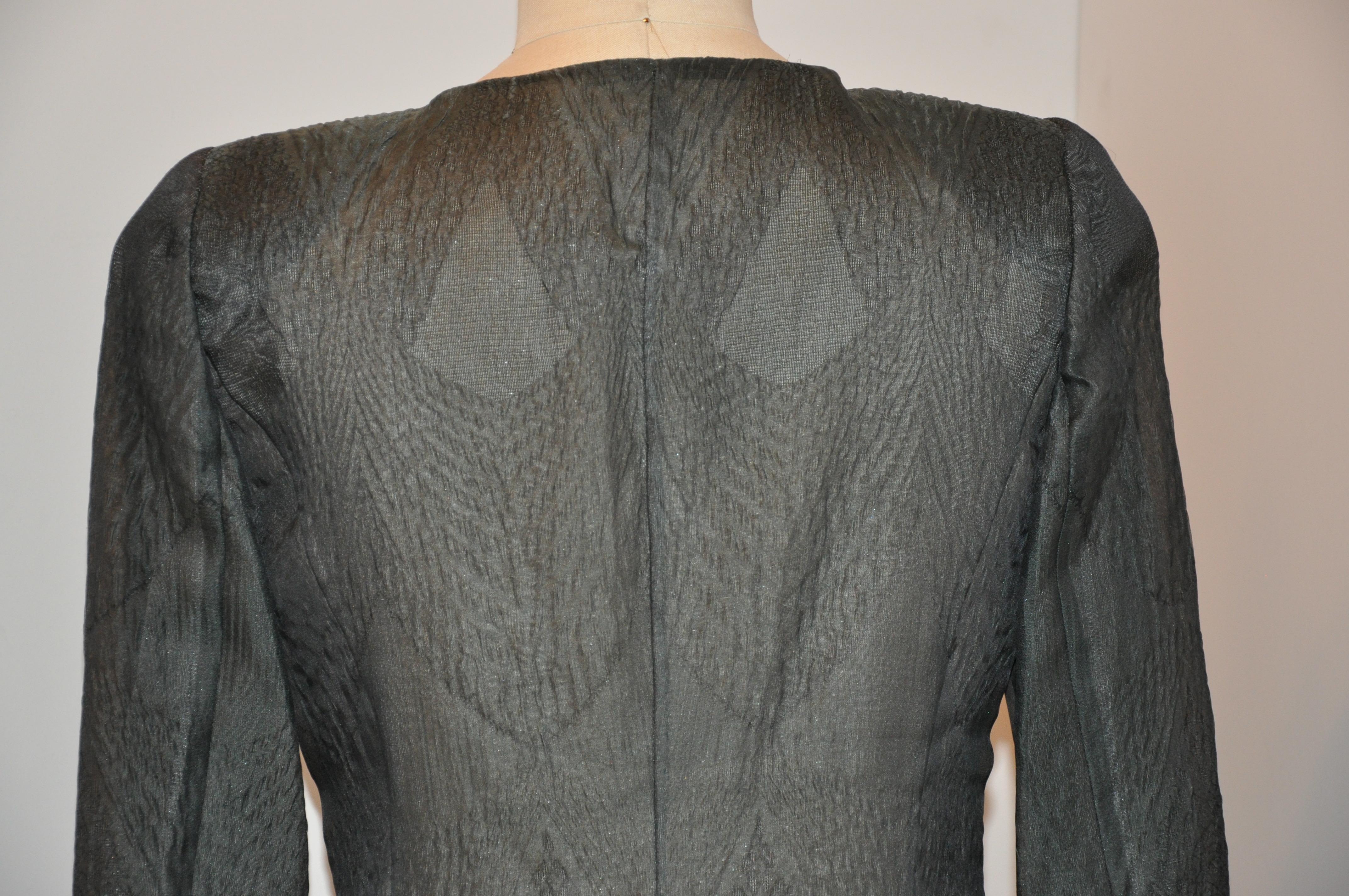 Georgio Armani 'Black Label' Forest-Green Silk Taffeta 2-Way Zippered Dress/Coat For Sale 1