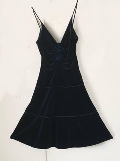 Georgio Armani Evening blue velvet mini dress.