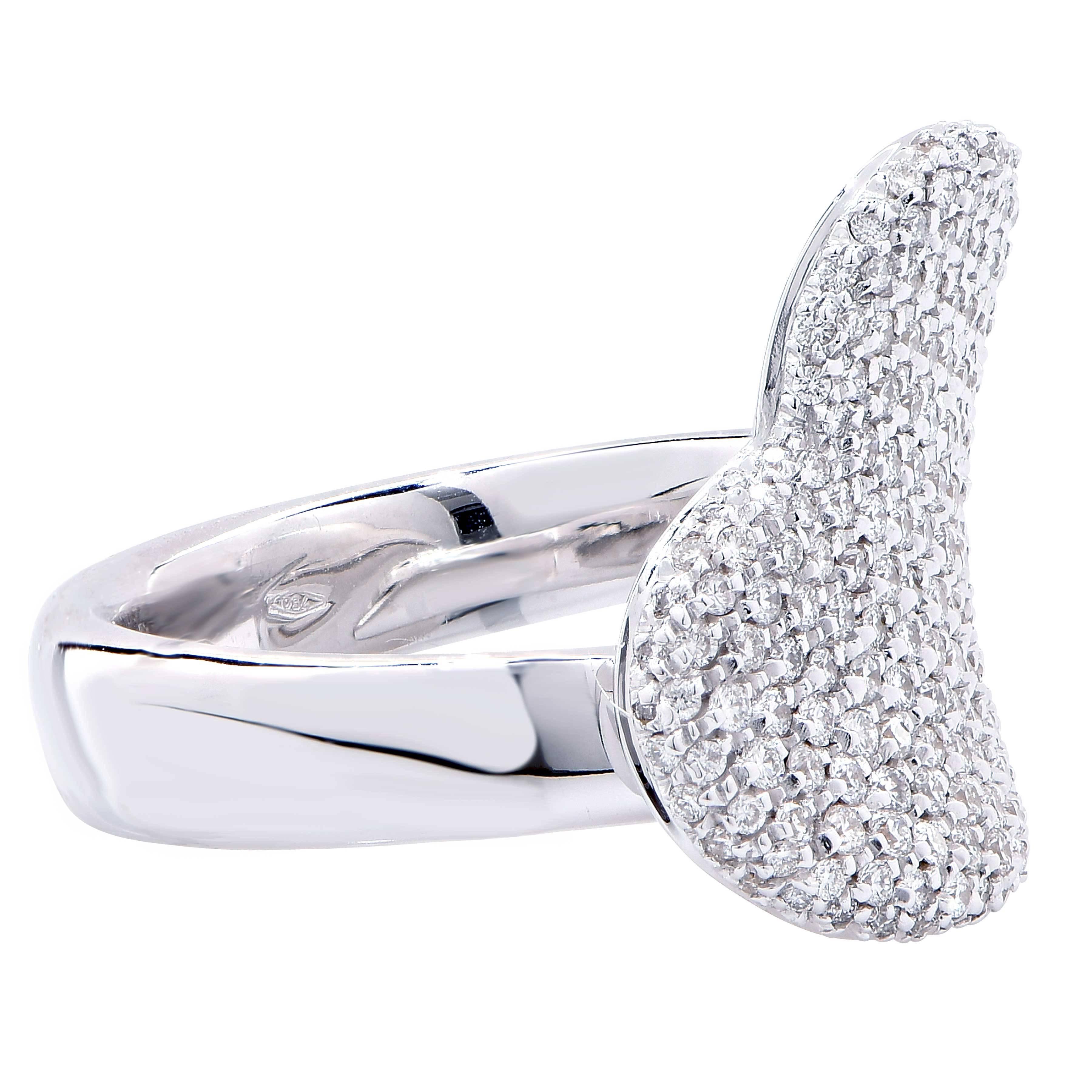 Georgio Visconti 1.10 Carat Diamond Heart Shaped White Gold Ring In New Condition For Sale In Bay Harbor Islands, FL