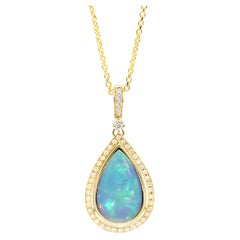 Georgios Collection 118 Karat Yellow Gold Pendant with Pear Opal and Diamonds