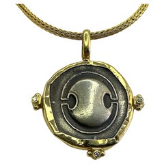 Georgios Collection 18 Karat Gold and Silver Pendant with Shield and Amphora