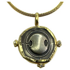 Georgios Collection 18 Karat Gold and Silver Pendant with Shield and Amphora 