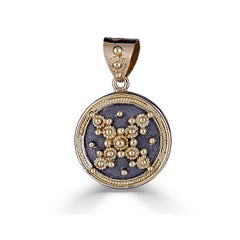 Georgios Collection 18 Karat Yellow Gold Rhodium Diamonds Byzantine Pendant