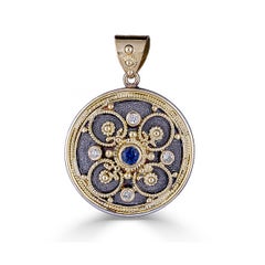 Colección Georgios Colgante Bizantino de Oro de 18 Kilates con Granulación y Rodio