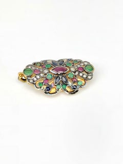 Georgios Collection 18 Karat Gold Diamond Pendant with Sapphires Rubies Emerald