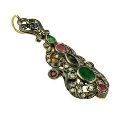 Georgios Collections 18 Karat Gold Diamond Pendant with Sapphires Rubies Emerald