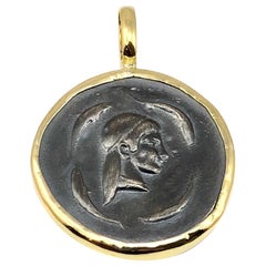 Georgios Collection 18 Karat Gold Pendant Necklace with a Silver Artemis Coin