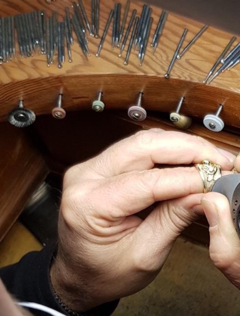 Emerald Cut Georgios Collection 18 Karat Gold Sapphire and Ruby Cross with Granulation work