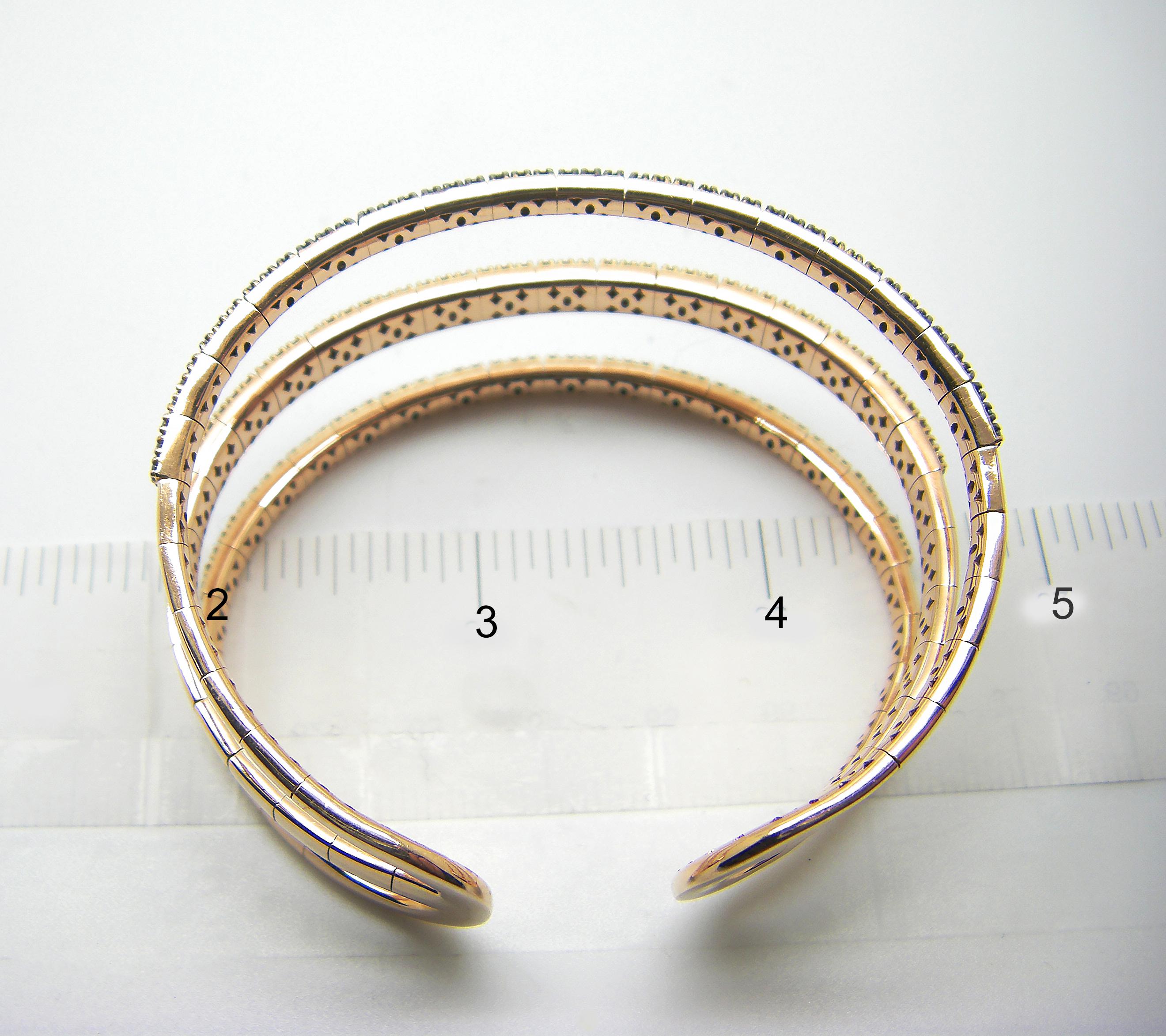 Georgios Collection 18 Karat Rose Gold White and Blue Diamond Wide Cuff Bracelet In New Condition For Sale In Astoria, NY