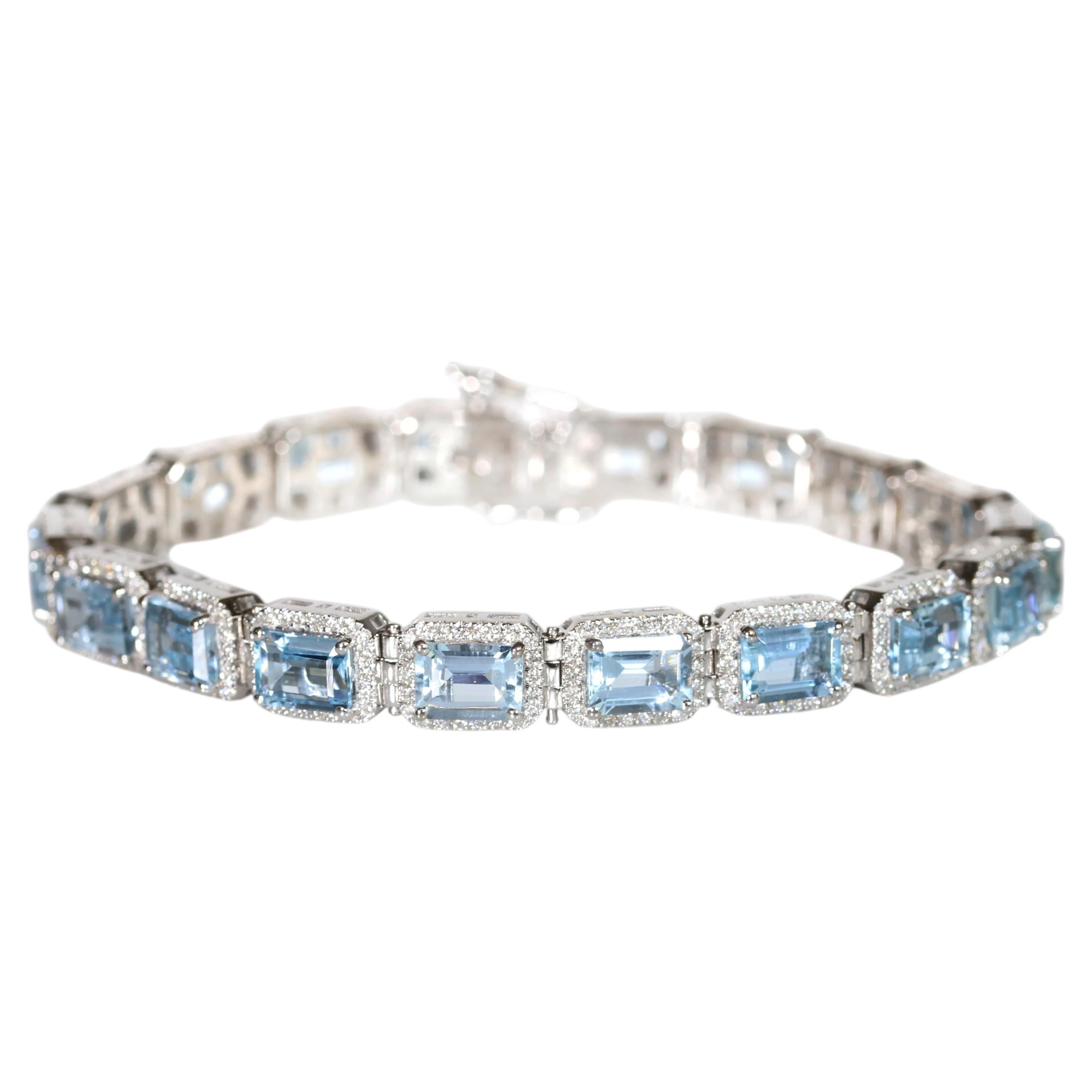 Georgios Collection: Armband aus 18-Karat-Weißgold mit Aquamarin und Diamanten