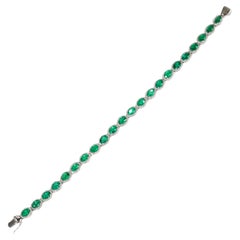 Georgios Collection 18 Karat White Gold Oval Cut Emerald Bracelet with Diamonds