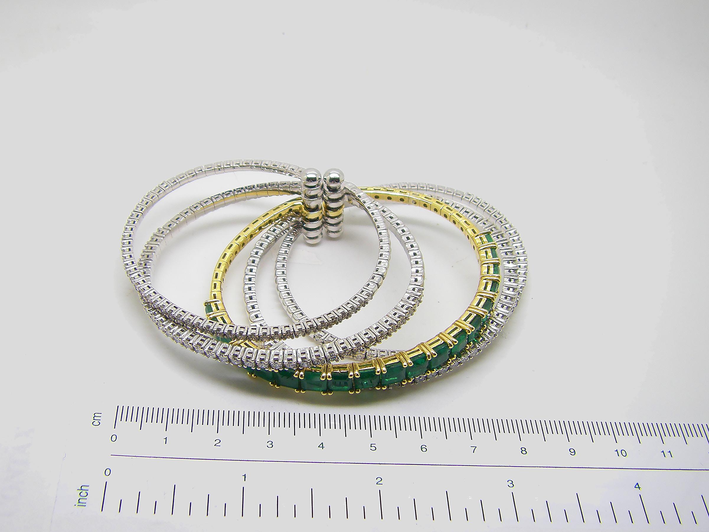 Georgios Kollektion Armband aus 18 Karat Weiß- und Gelbgold mit Smaragd und Diamanten im Angebot 2