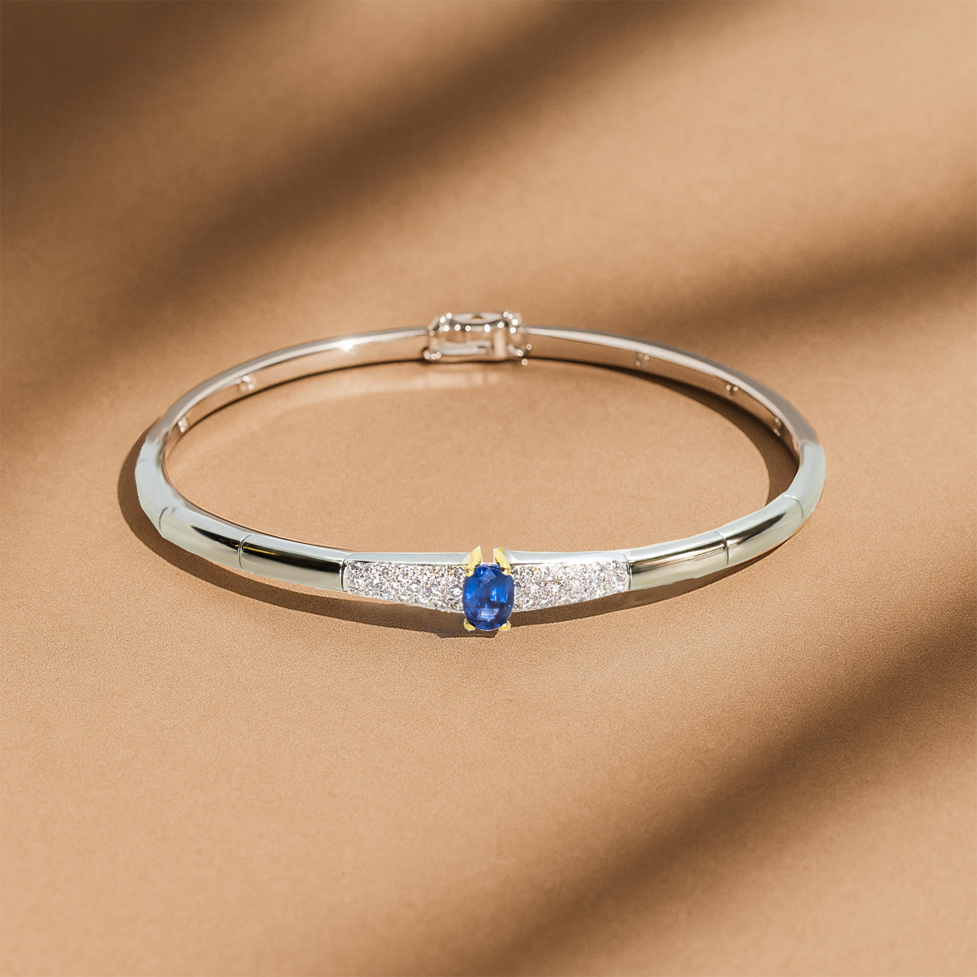 Georgios Collection 18 Karat Weiß- und Gelbgold Saphir-Armband mit Diamanten im Zustand „Neu“ im Angebot in Astoria, NY