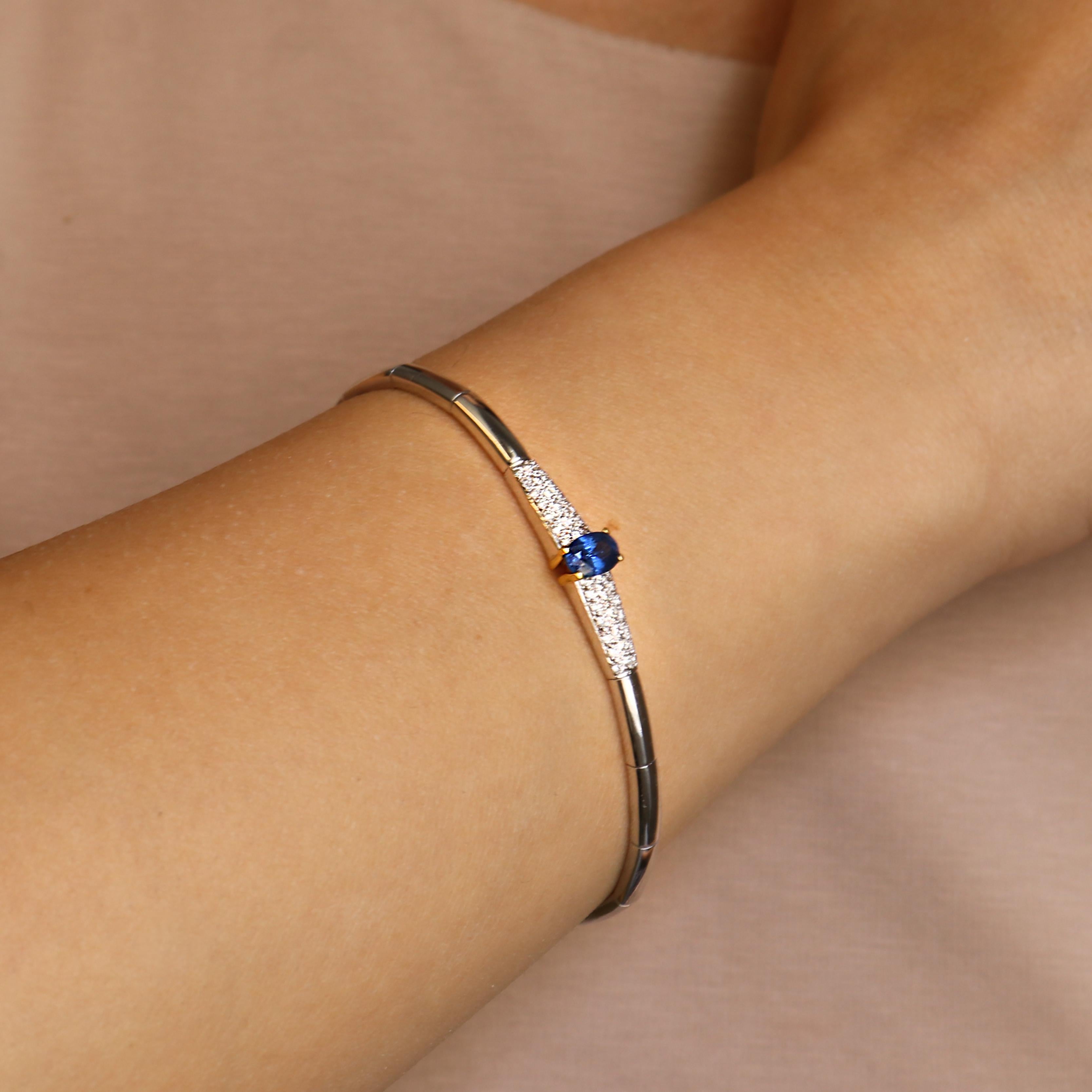 Georgios Collection 18 Karat Weiß- und Gelbgold Saphir-Armband mit Diamanten im Angebot 1