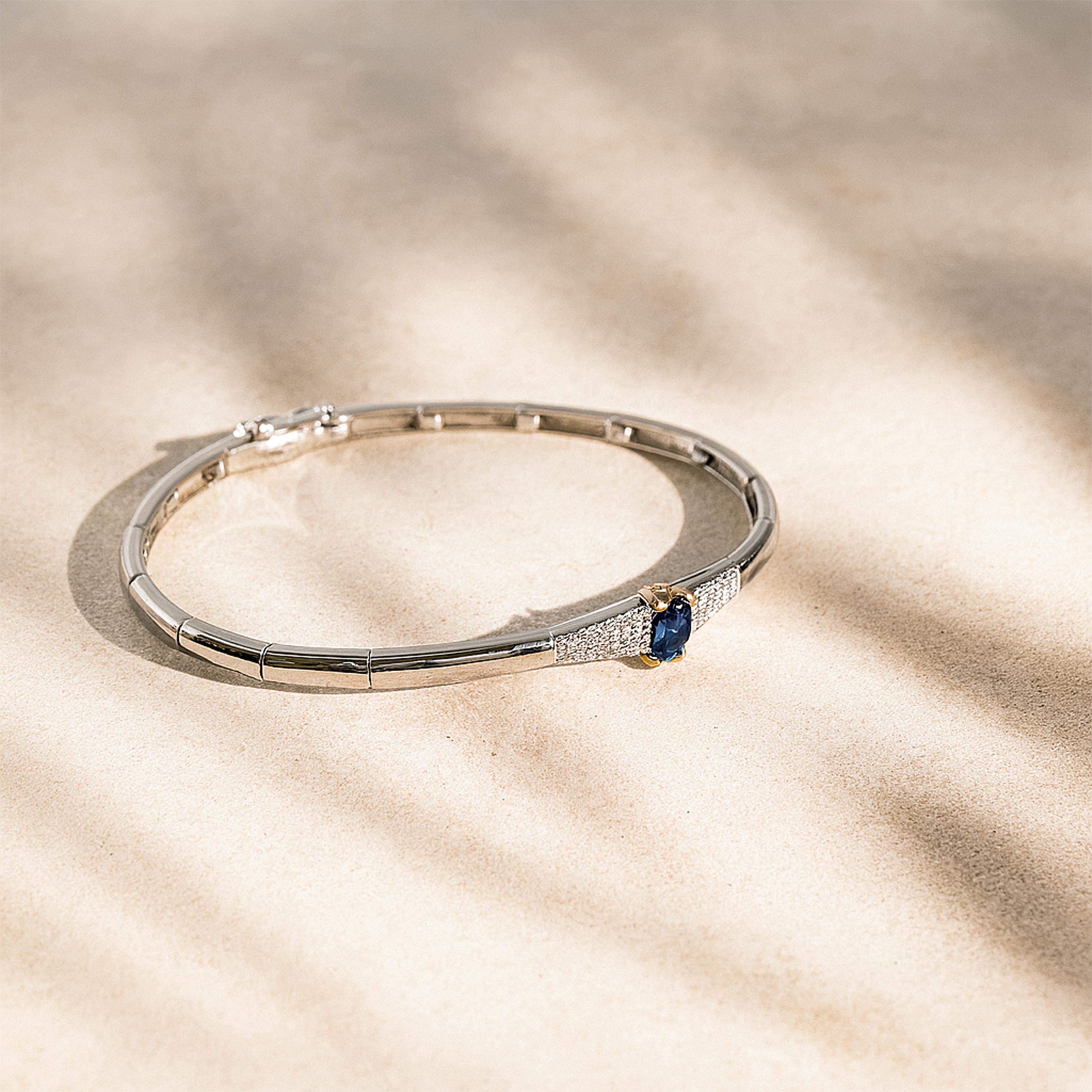 Georgios Collection 18 Karat Weiß- und Gelbgold Saphir-Armband mit Diamanten Damen im Angebot