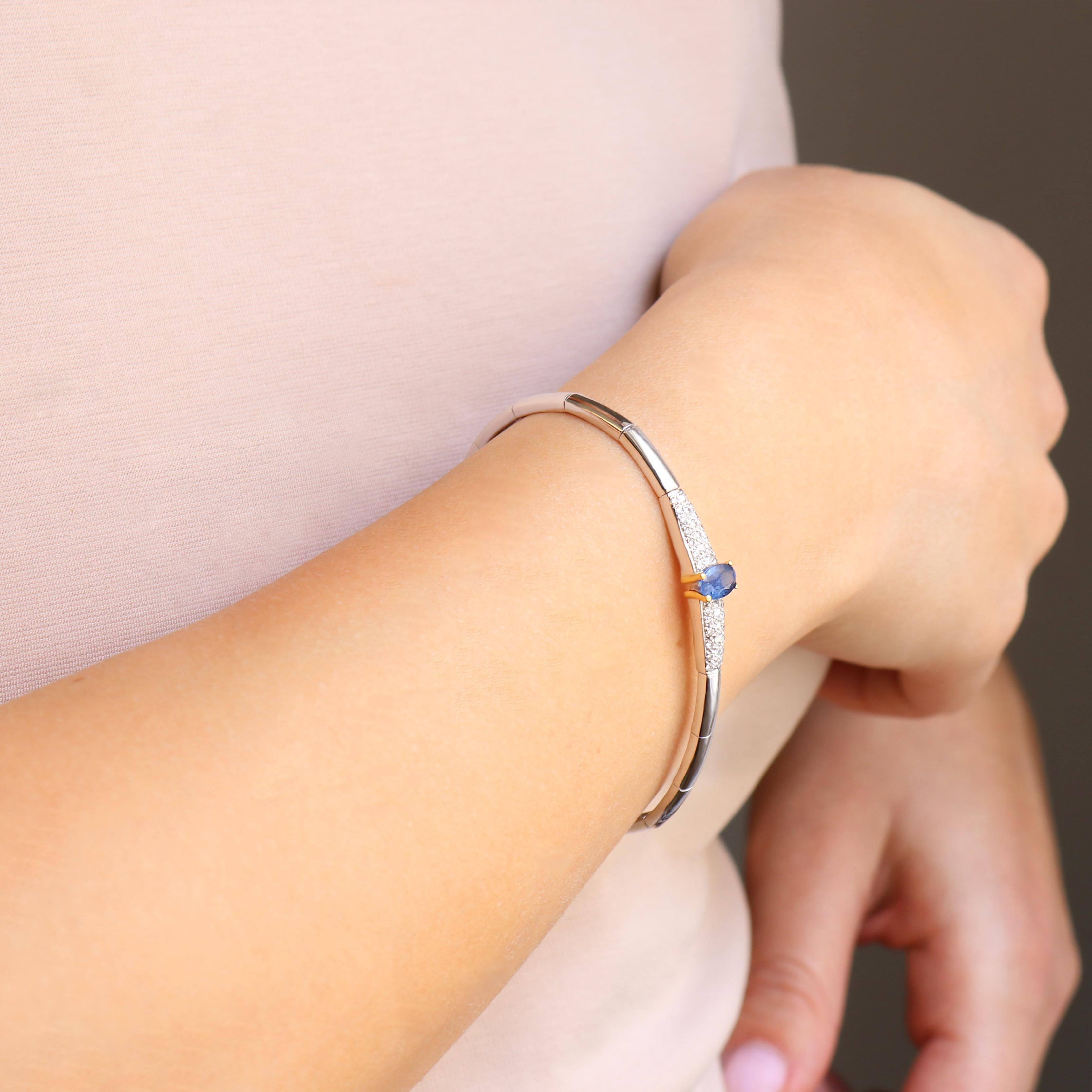 Georgios Collection 18 Karat Weiß- und Gelbgold Saphir-Armband mit Diamanten im Angebot 4