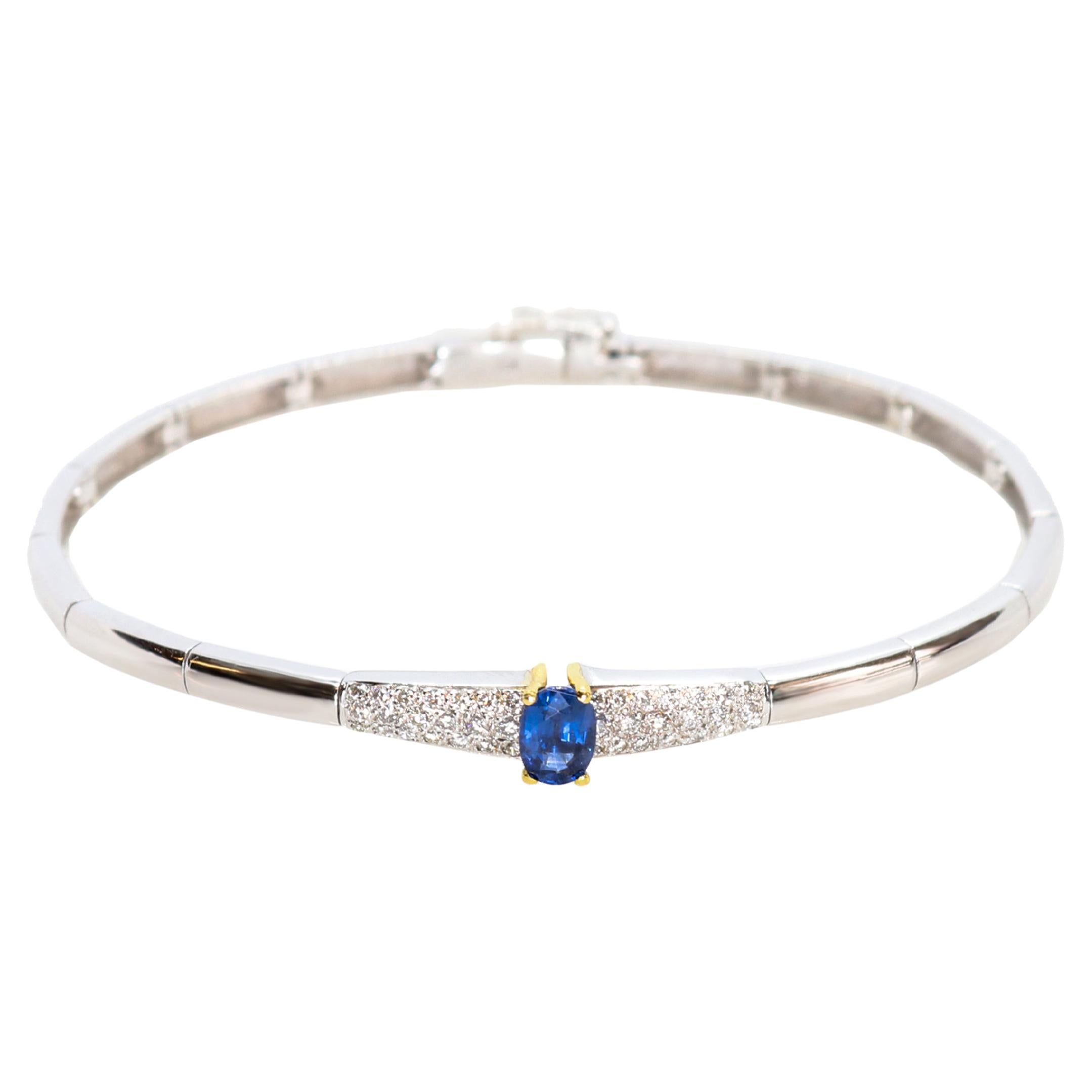 Georgios Collection 18 Karat Weiß- und Gelbgold Saphir-Armband mit Diamanten im Angebot