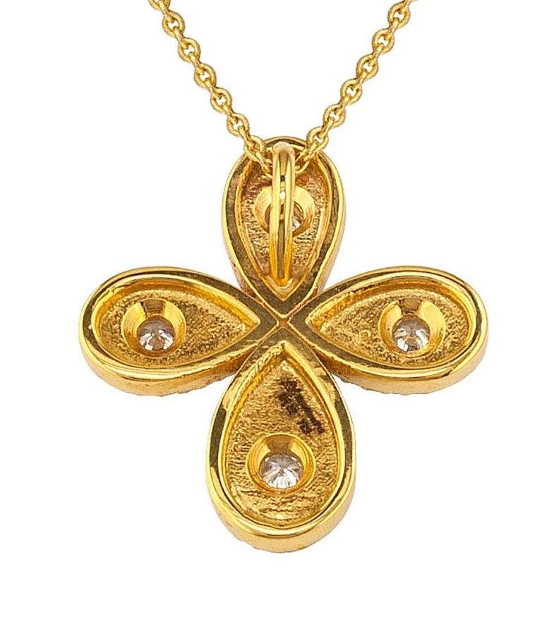 Georgios Collection 18 Karat Yellow Gold Diamond Byzantine Cross and Chain 4