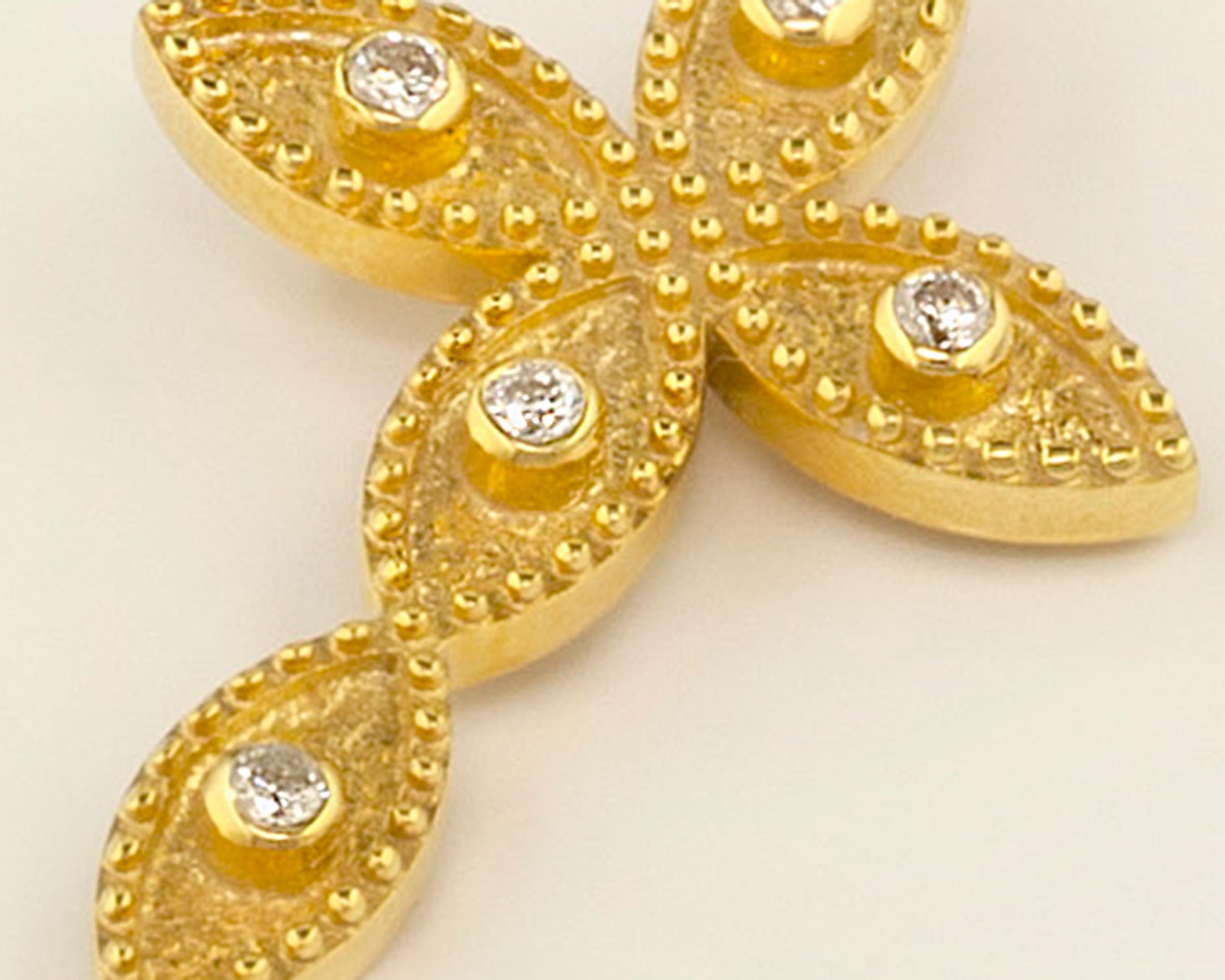 Georgios Collection 18 Karat Yellow Gold Diamond Byzantine Style Cross and Chain 3