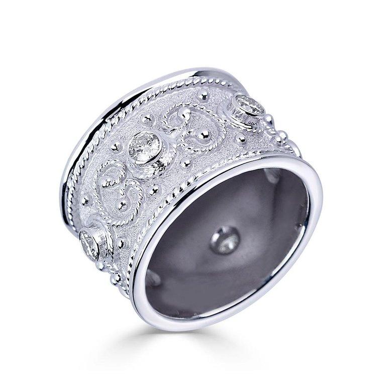Bague d'éternité à large anneau personnalisée en or jaune 18 carats et diamants de la collection Georgios en vente 2