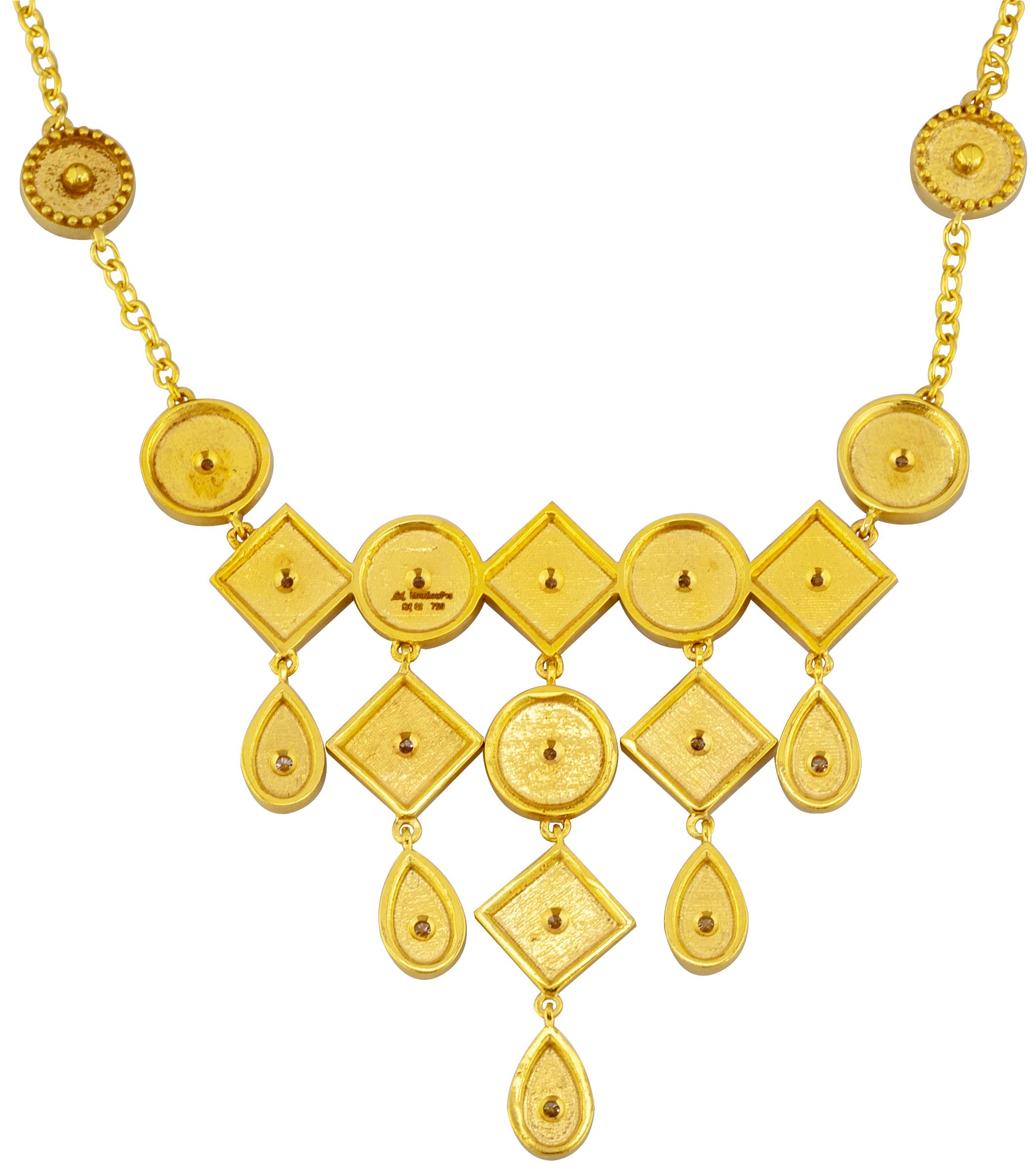Georgios Kollektion 18 Karat Gelbgold Diamant-Anhänger Tropfenkette Halskette (Rohschliff) im Angebot