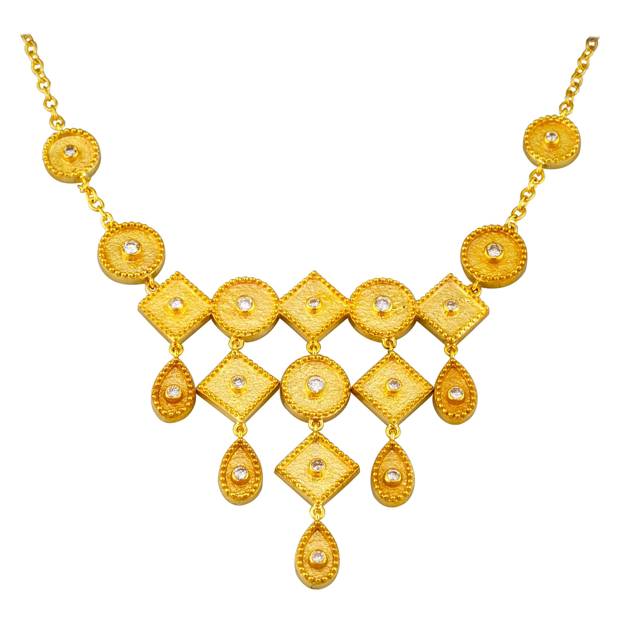 Georgios Collection Collar de cadena con gota de diamantes en oro amarillo de 18 quilates