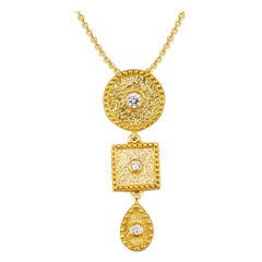 Georgios Collection 18 Karat Yellow Gold Diamond Pendant with Granulation Work