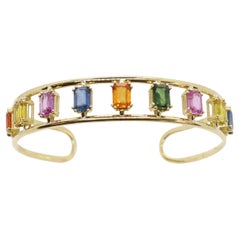 Georgios Kollektion 18 Karat Gelbgold Manschettenarmband mit mehreren Saphiren