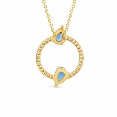 Georgios Collection 18 Karat Yellow Gold Pear London Blue Topaz Circle Pendant