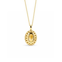 Georgios Collection 18 Karat Yellow Gold Οval-Cut Citrine Halo Pendant