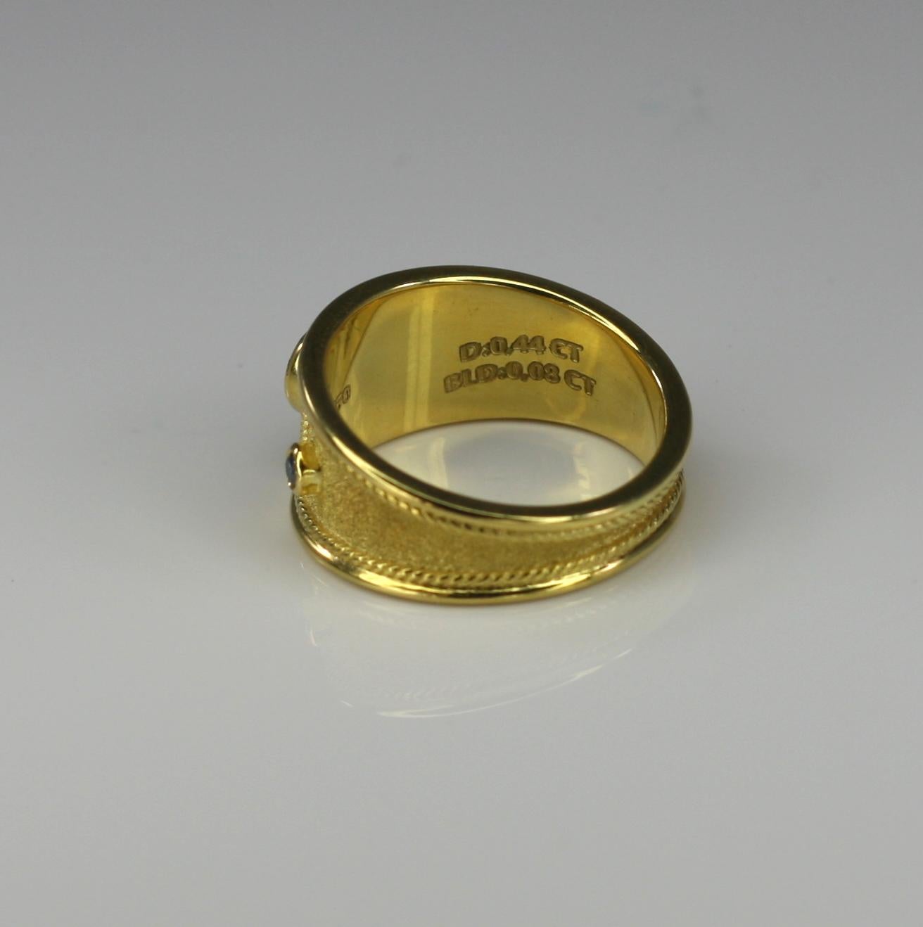 Georgios Collections   18 Karat Yellow Gold and Black Rhodium Diamond Wide Ring  In New Condition For Sale In Astoria, NY
