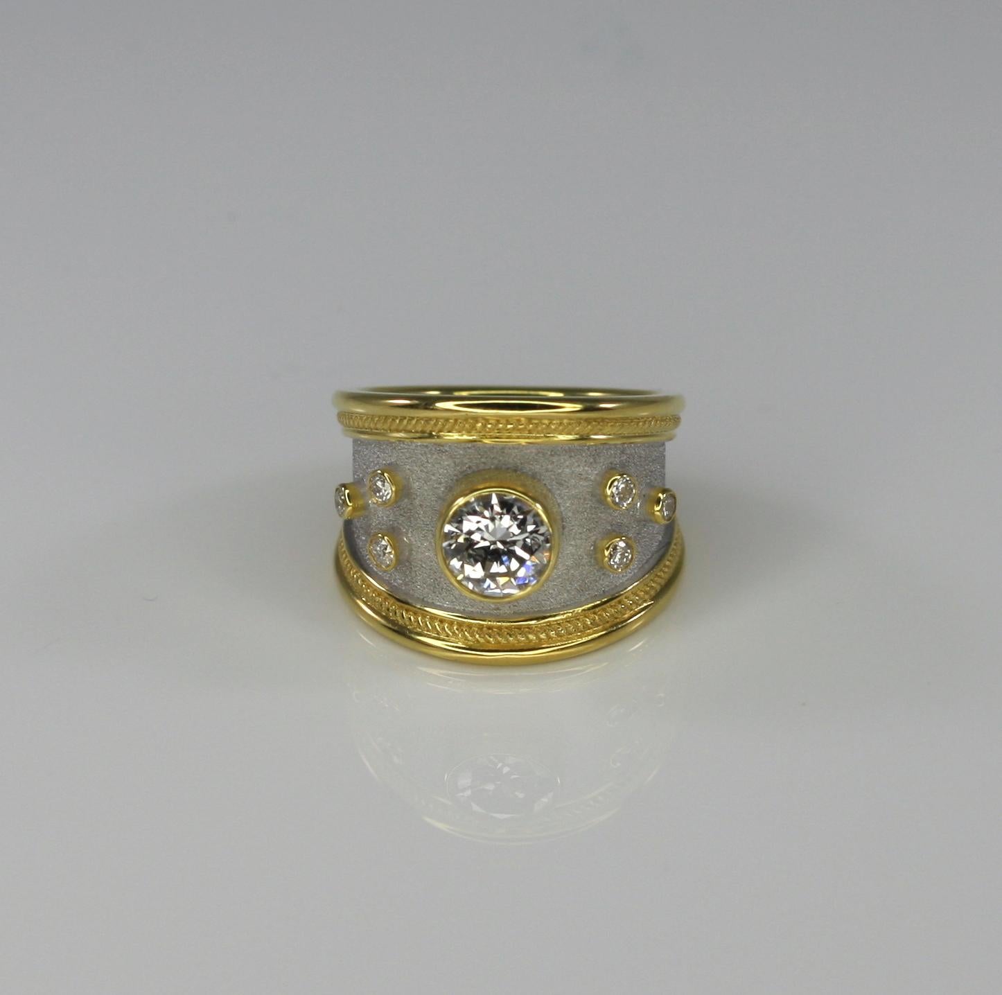 Georgios Collections 18 Karat Gelbgold Diamant Zweifarbiger breiter Bandring im Angebot 7