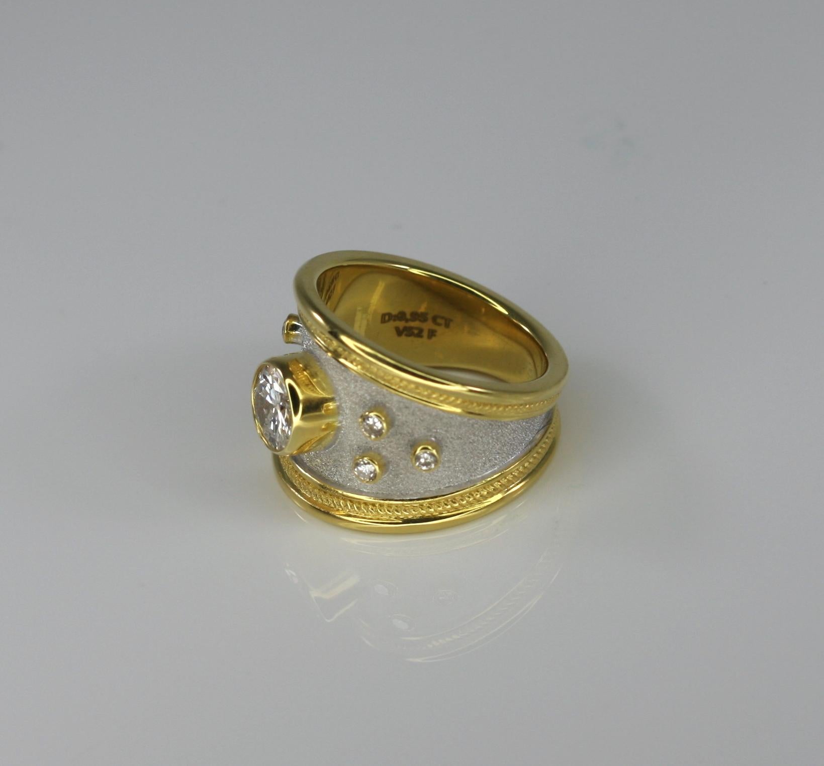 Georgios Collections 18 Karat Gelbgold Diamant Zweifarbiger breiter Bandring im Zustand „Neu“ im Angebot in Astoria, NY