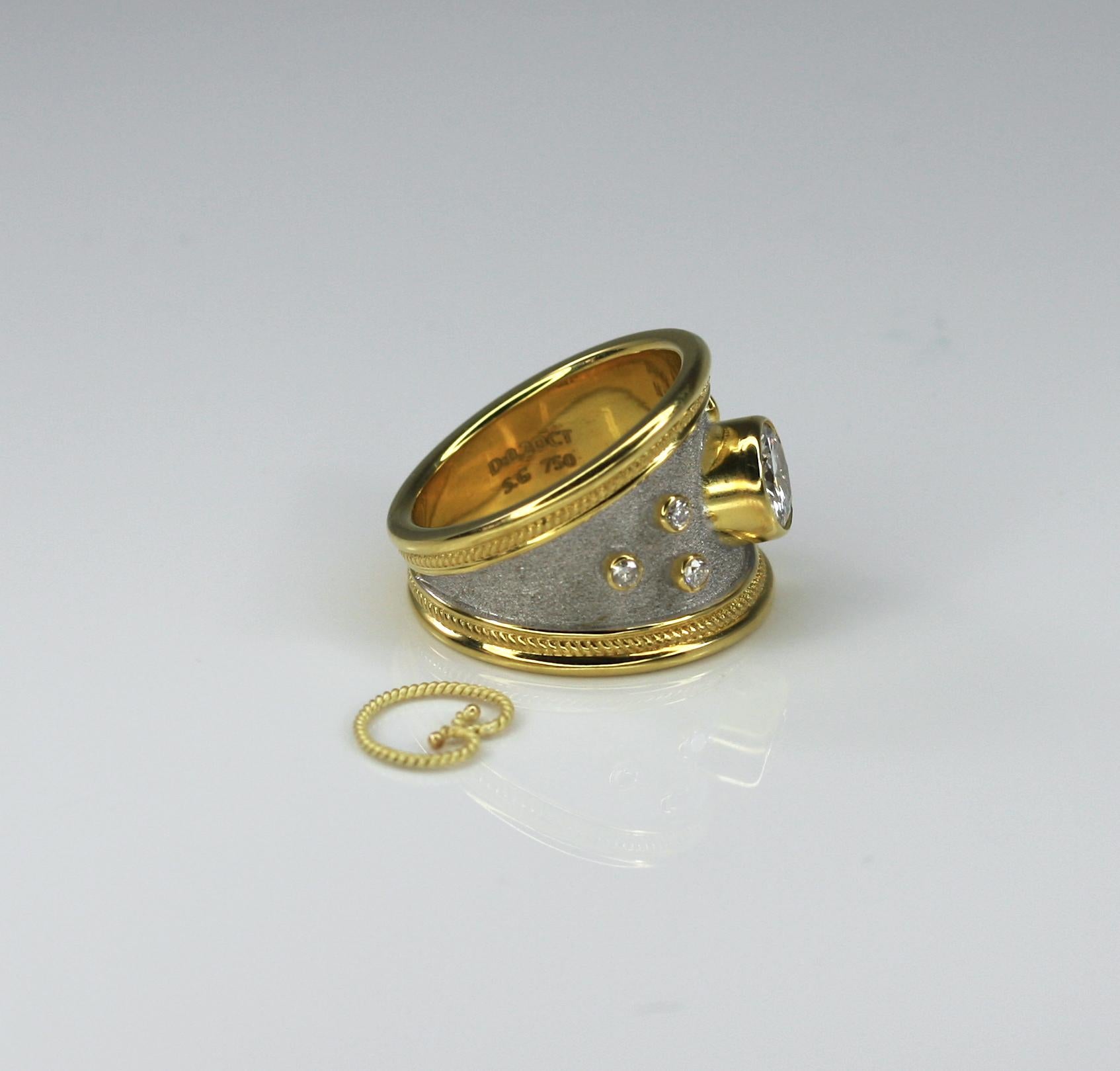Georgios Collections 18 Karat Gelbgold Diamant Zweifarbiger breiter Bandring im Angebot 3