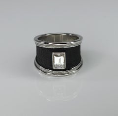Georgios Collections 18 Karat White Gold and Black Rhodium Diamond Wide Ring