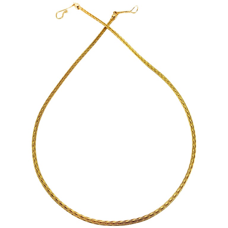 Collections 18 Karat Yellow Gold Chain Rope Necklace all HandKnitted For Sale at