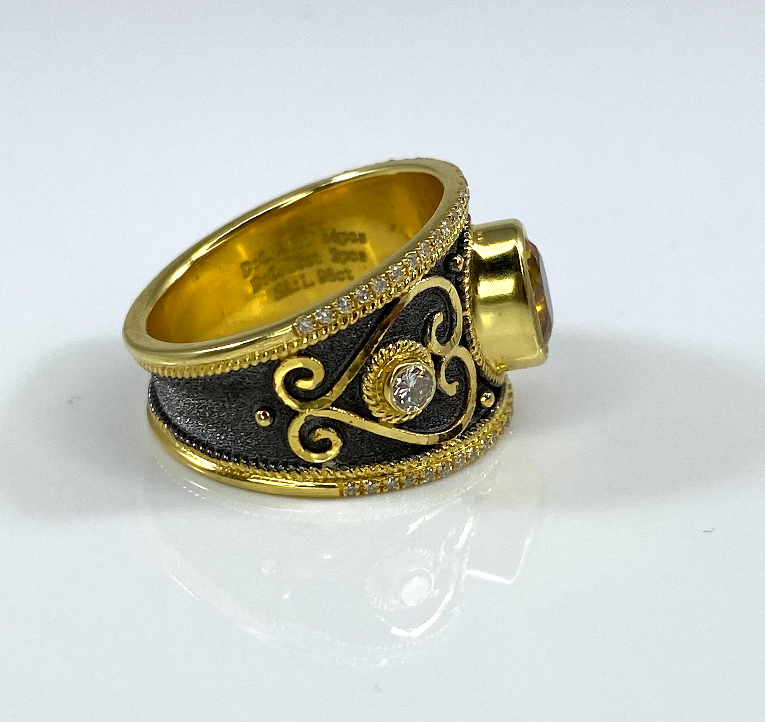 Bague collection Georgios en or 18 carats, saphir jaune rhodié et diamants en vente 5