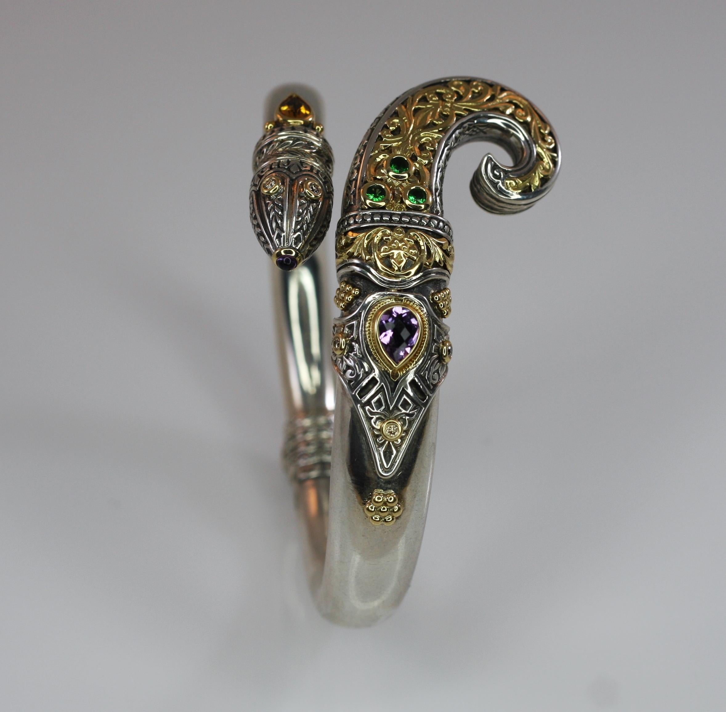 Georgios Collections Armband aus 18 Karat Gold und Silber mit Citrin, Amethyst und Diamanten 2
