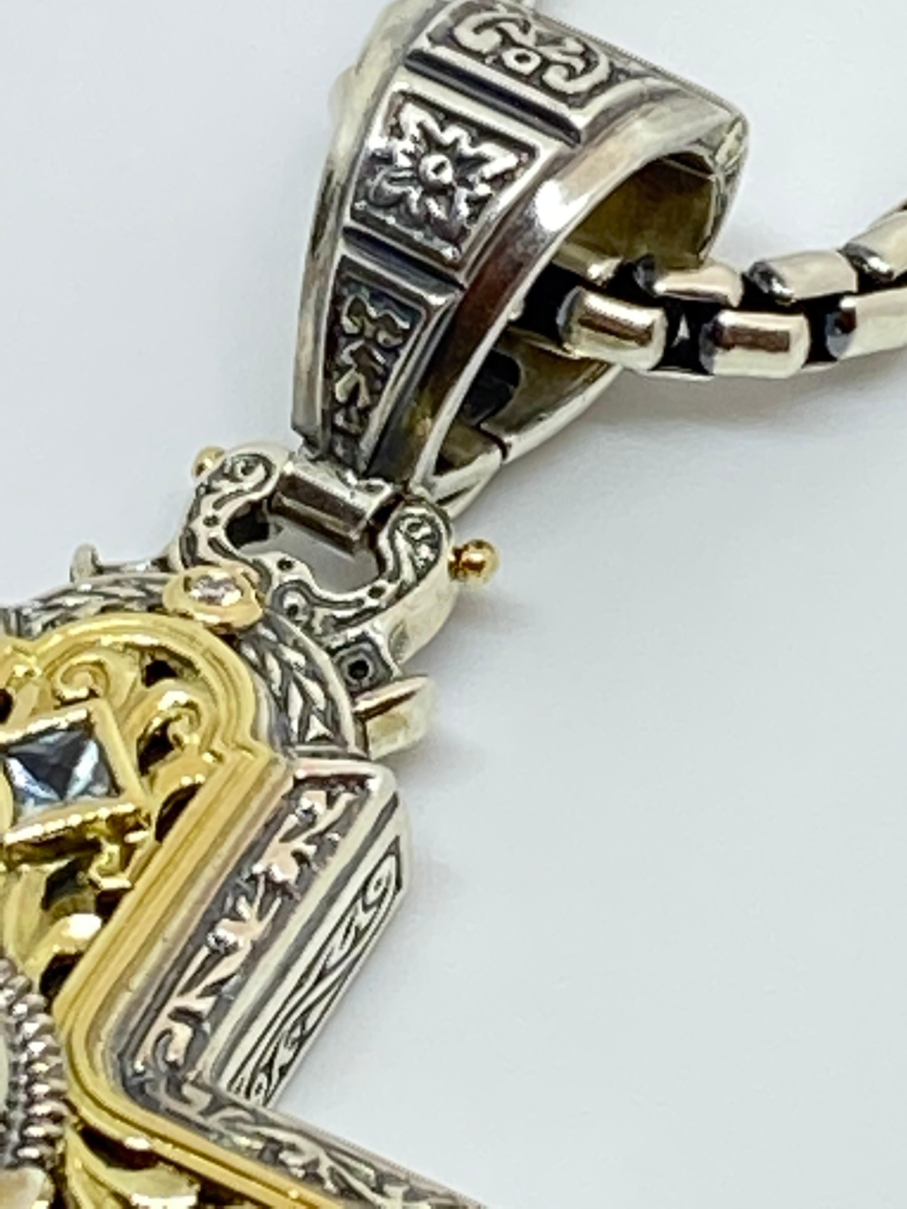 Georgios Kollektionen: 18 Karat Gold und Silber Kreuz-Anhänger mit Diamant und Rubin im Angebot 12