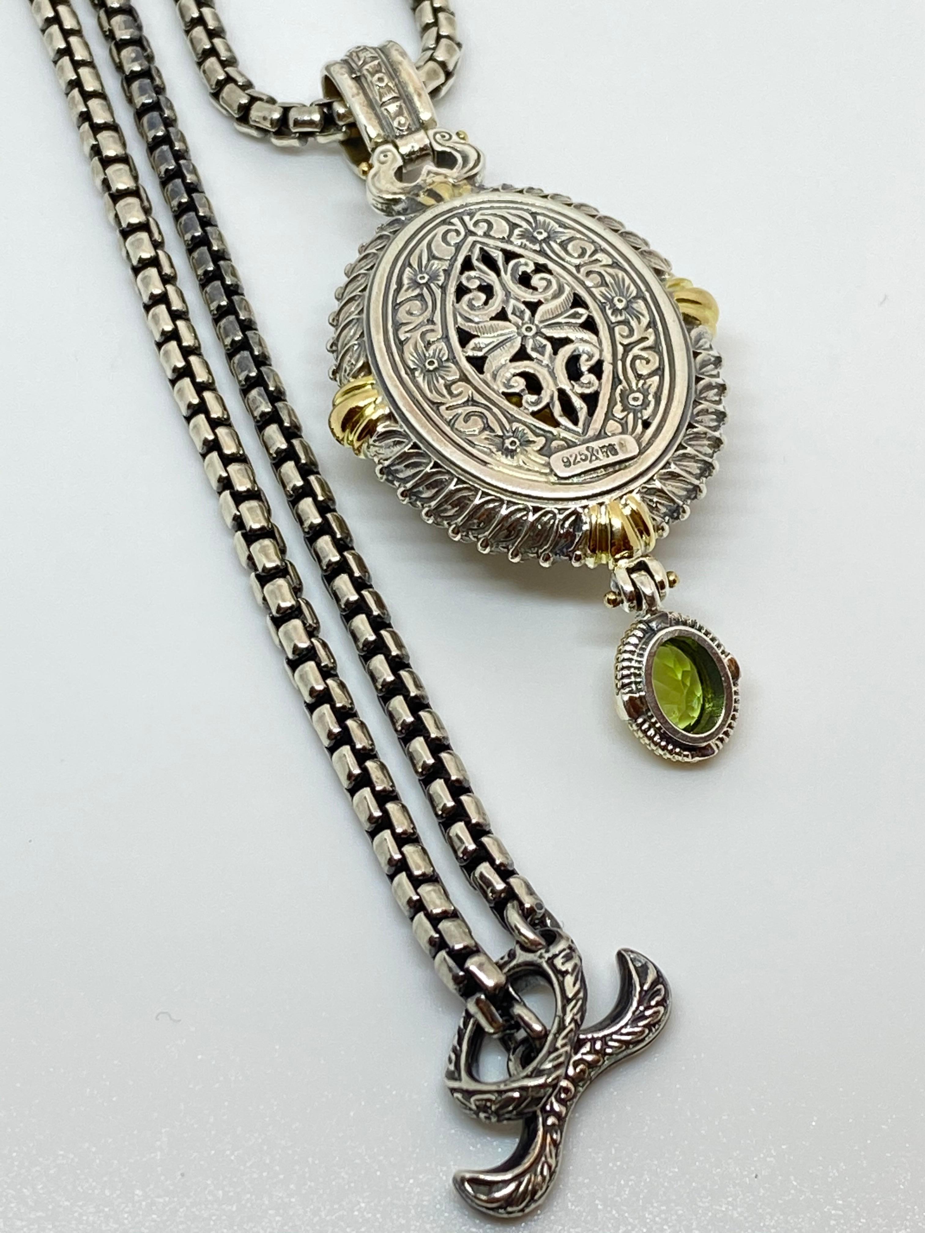 Georgios Collections 18 Karat Gold and Silver Diamond Citrine Peridot Pendant For Sale 7