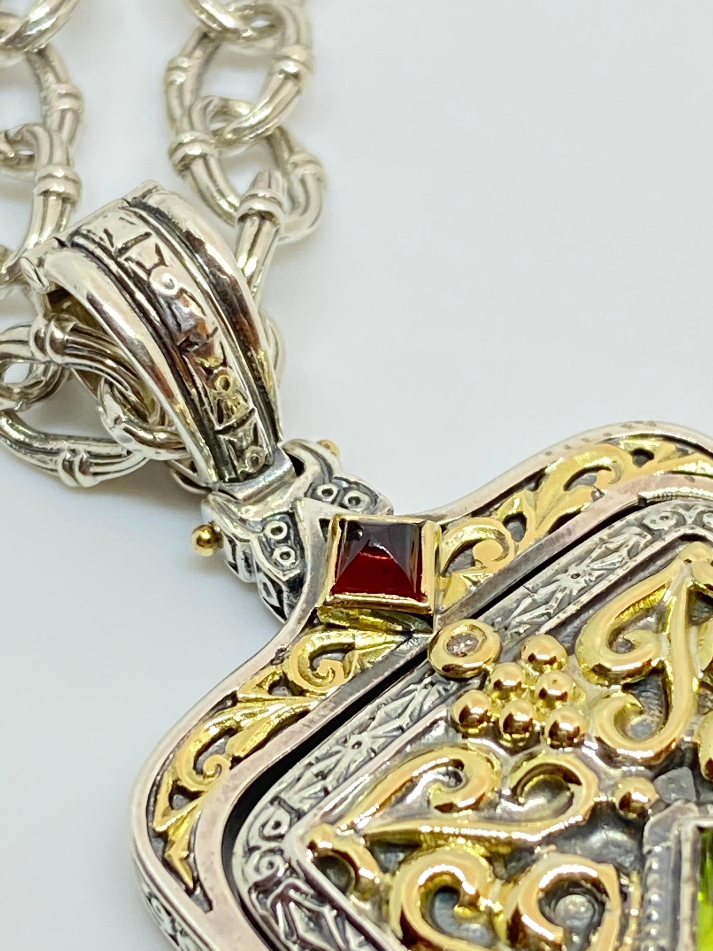 da uomo o donna Ciondolo a goccia multicolore con diamante in oro e argento 18 carati Georgios Collections in vendita