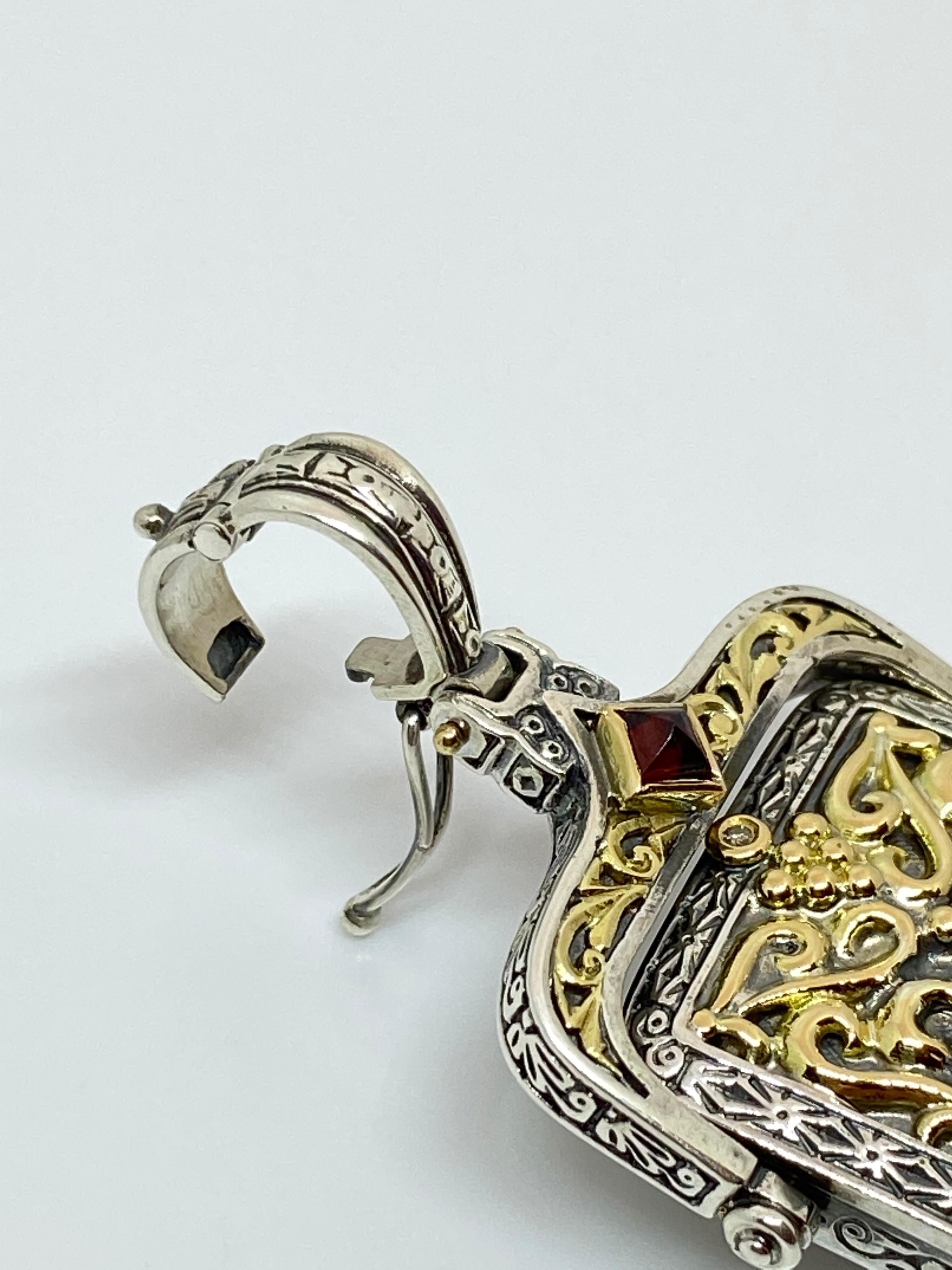 Ciondolo a goccia multicolore con diamante in oro e argento 18 carati Georgios Collections in vendita 1