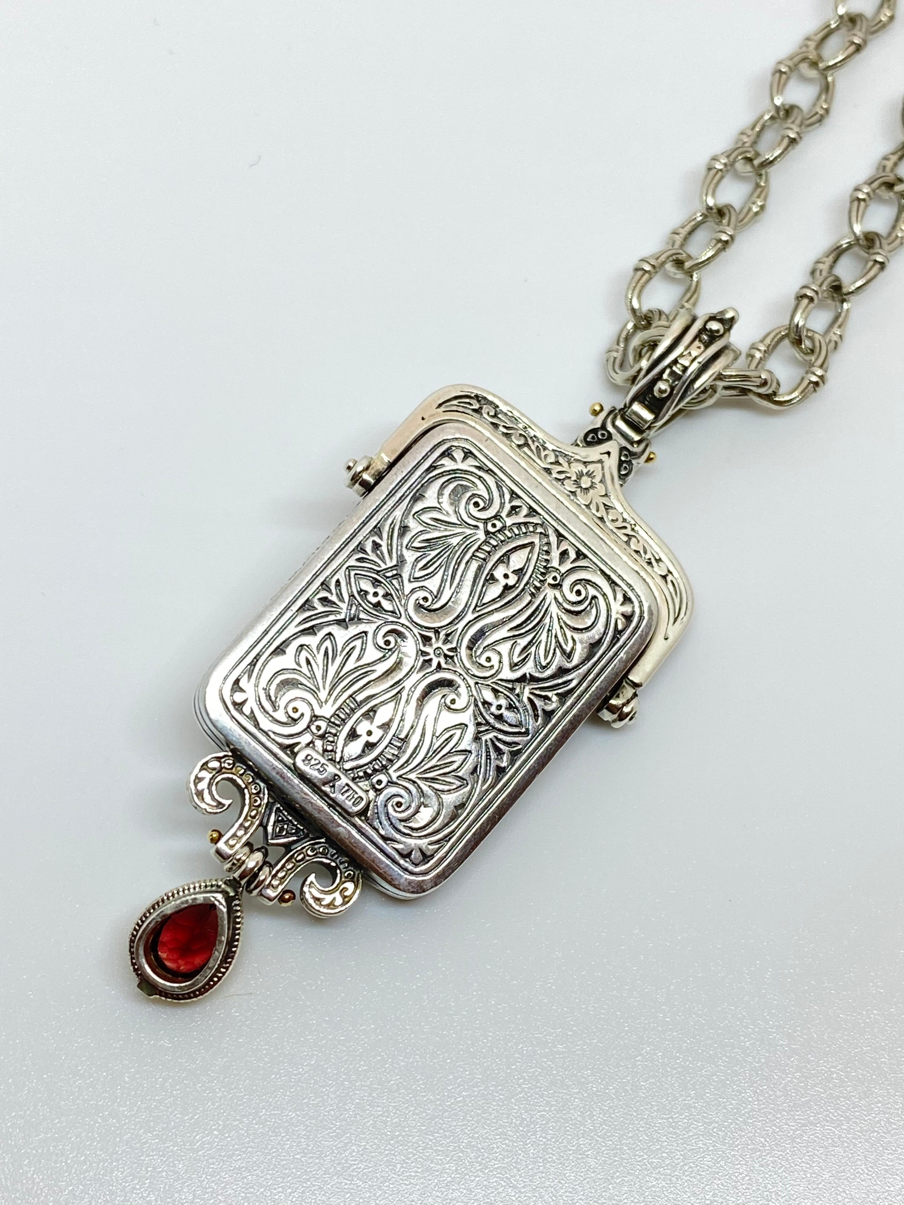 Ciondolo a goccia multicolore con diamante in oro e argento 18 carati Georgios Collections in vendita 3