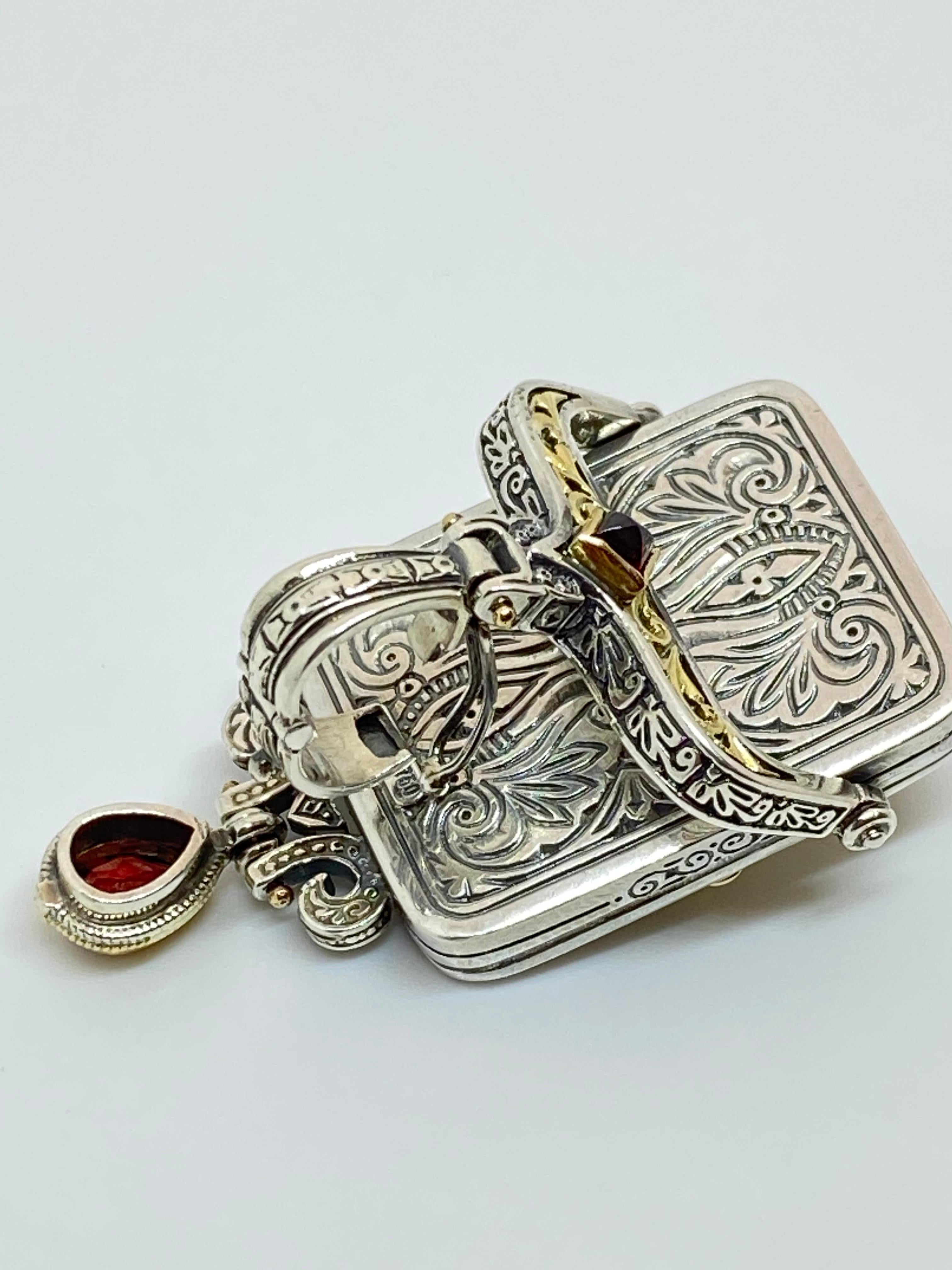 Ciondolo a goccia multicolore con diamante in oro e argento 18 carati Georgios Collections in vendita 4