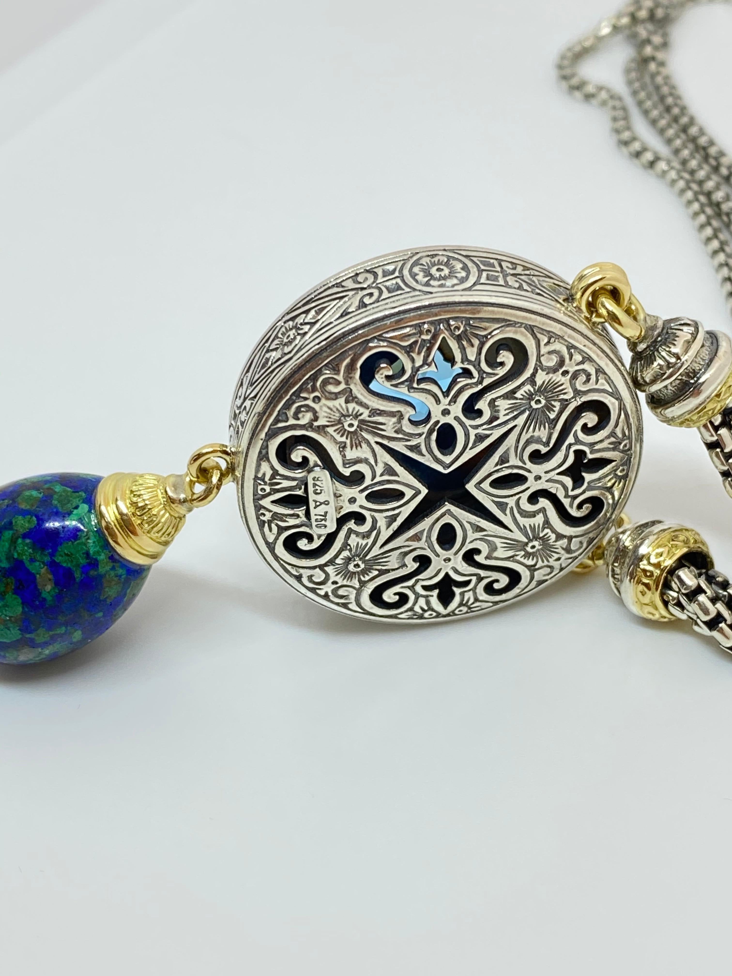 Collier pendentif Georgios Collections en or 18 carats, argent, topaze et lapis en vente 9