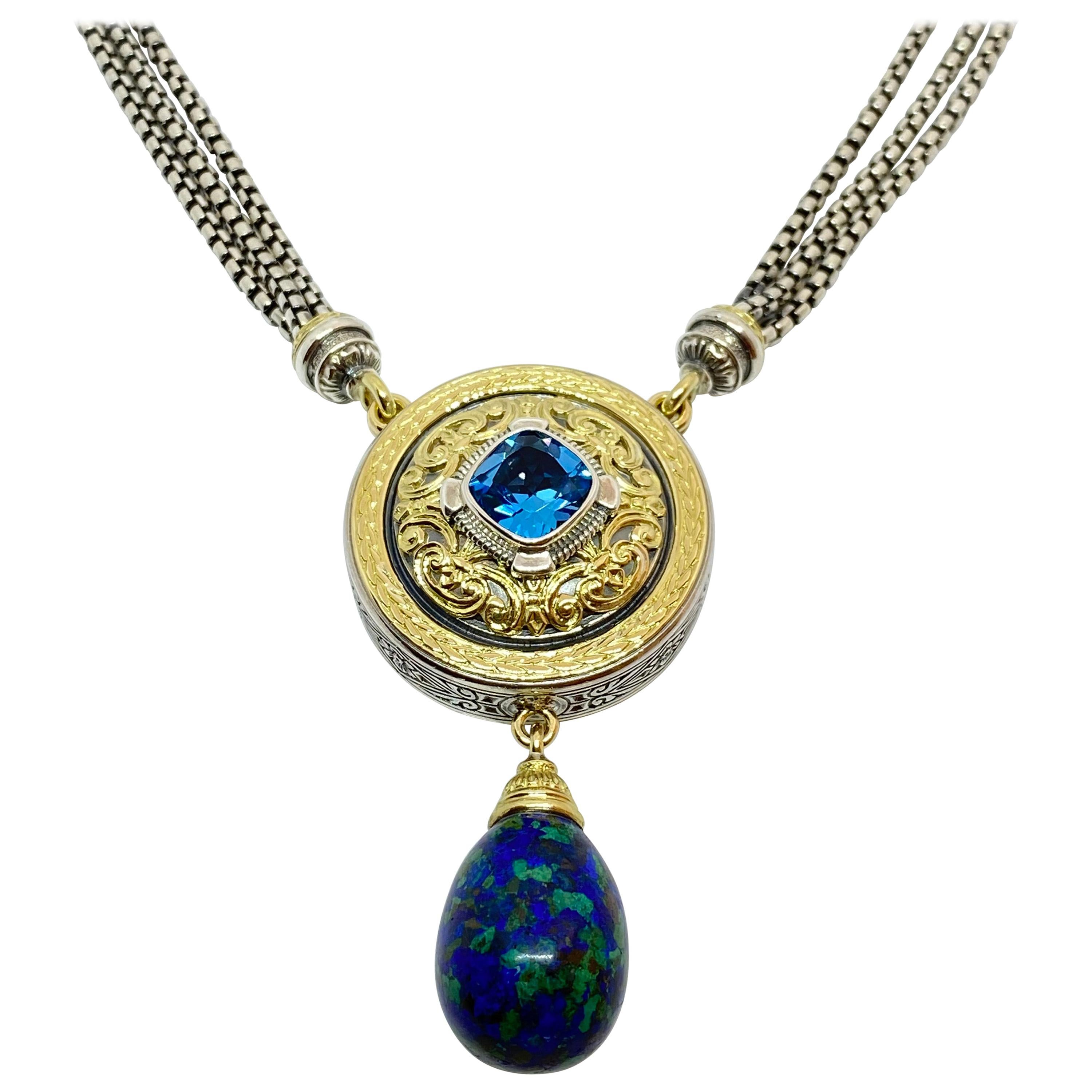 Farfetch Damen Accessoires Schmuck Halsketten 18kt yellow gold Iqra Moon lapis lazuli crystal necklace 
