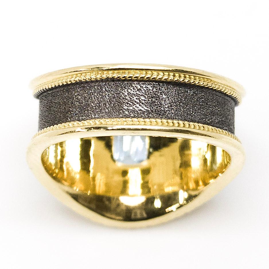 Georgios Collections 18 Karat Gold Aquamarine and Diamond Ring with Rhodium For Sale 3