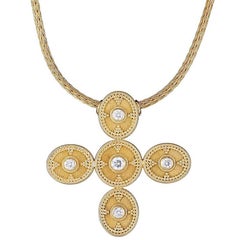 Georgios Collections 18 Karat Gold Blue Topaz Amethyst Diamond Reversible Cross